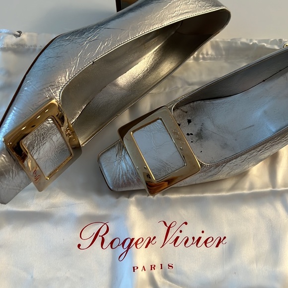 Roger Vivier Silver with Gold Buckle Woman’s Shoe Size 37 - Picture 5 of 10
